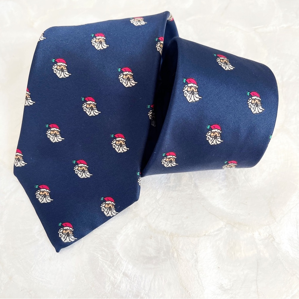 Vintage Santa Christmas Blue Mens Silk Tie Skinny NWT